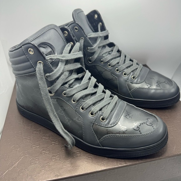 AUTHENTIC GUCCI Coda GG Imprime Canvas Sneakers Size 9 In Platinum Grey - Picture 15 of 16